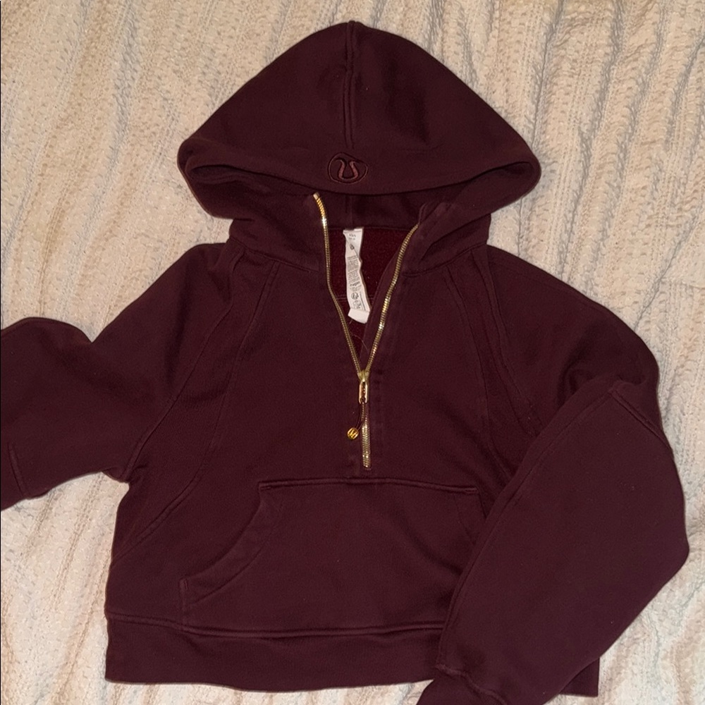 Lululemon oversized gold half zip scuba in color Garnet XS/S